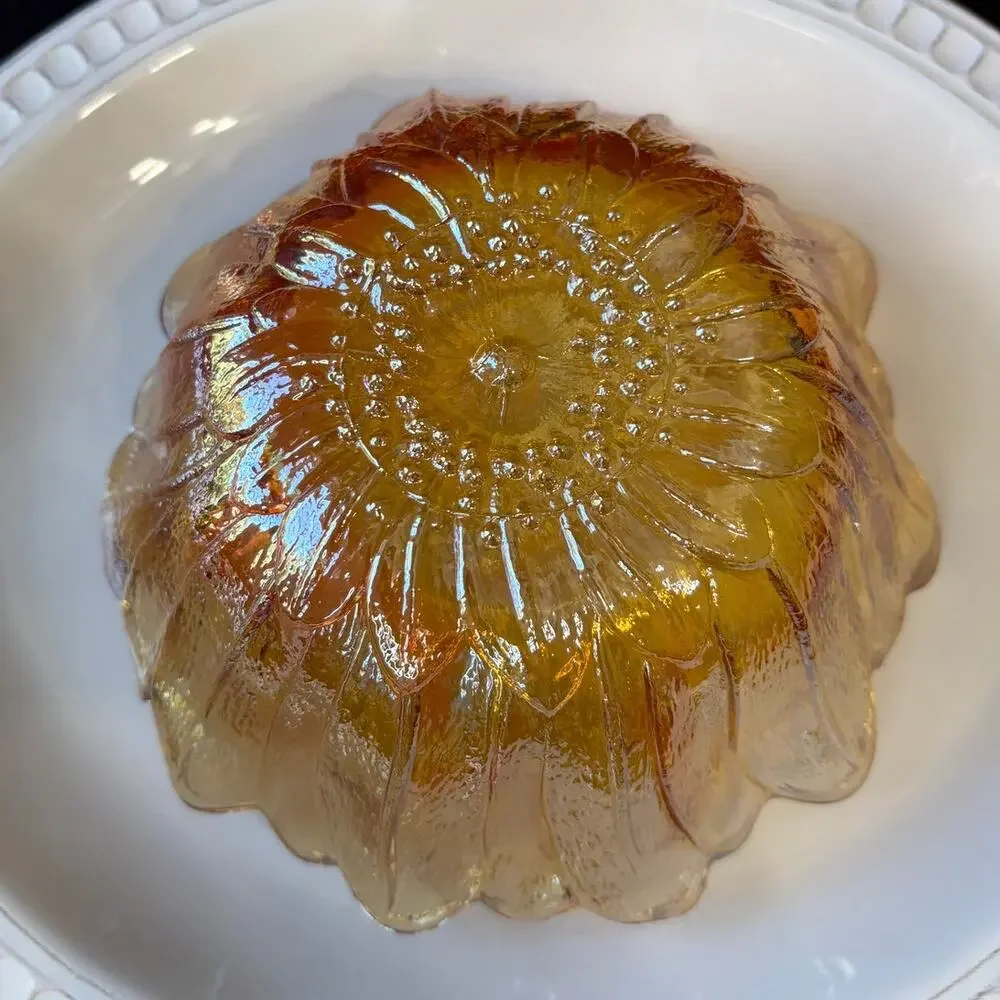 Vintage Indiana Carnival Glass Bowl - Iridescent Marigold - 7